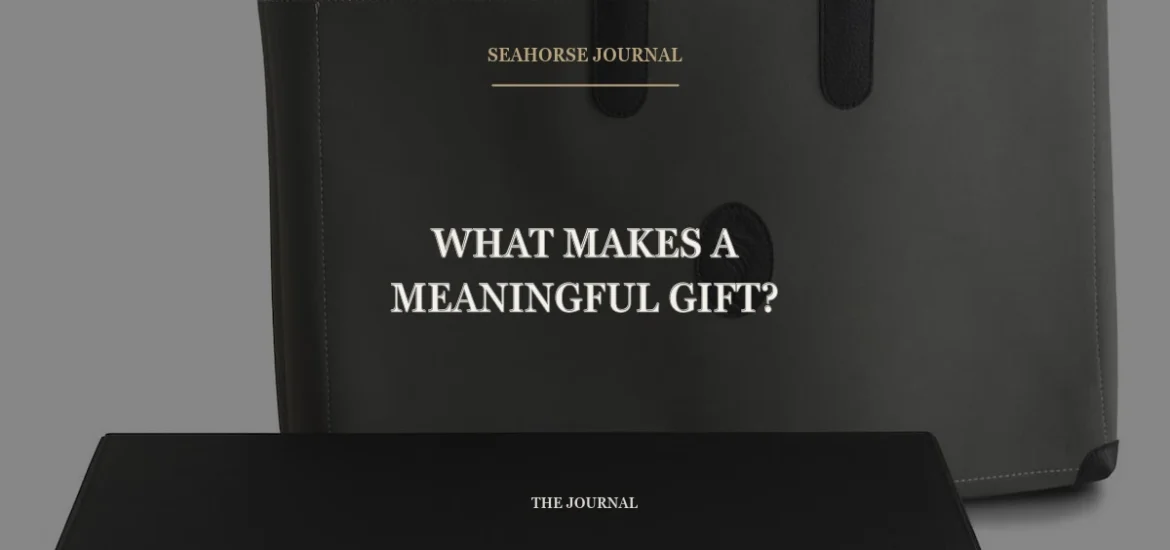 Centered Seahorse Journal cover for “What Makes a Meaningful Gift?”, placed within the safe crop area