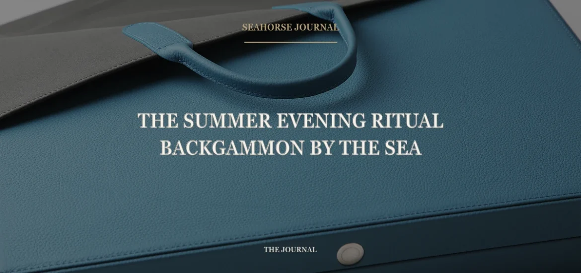 The Summer Evening Ritual: Backgammon by the Sea Centered Seahorse Journal cover for “The Summer Evening Ritual: Backgammon by the Sea”, placed within the safe crop area