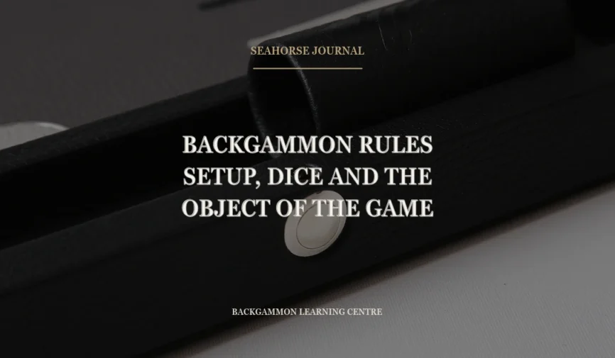 Centered Seahorse Journal cover for “Backgammon Rules: Setup, Dice and the Object of the Game”, placed within the safe crop area