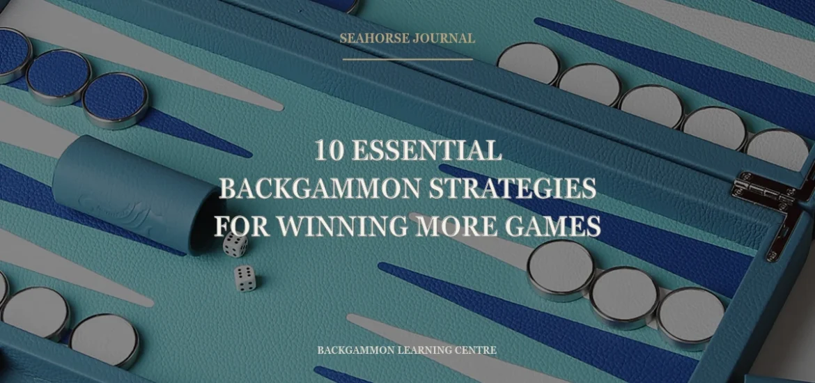 Centered Seahorse Journal cover for “10 Essential Backgammon Strategies for Winning More Games”, placed within the safe crop area